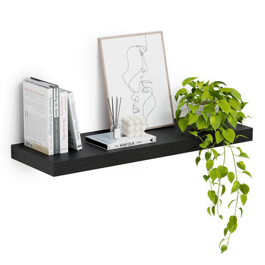 Heimlove 12inch Deep Floating Shelves for Wall, Mounted Shelves 24" W x 12" D x 1.5" H, wall Shelf for Bedroom Living Room Bathroom Kitchen Home Office, Set of 1, Black