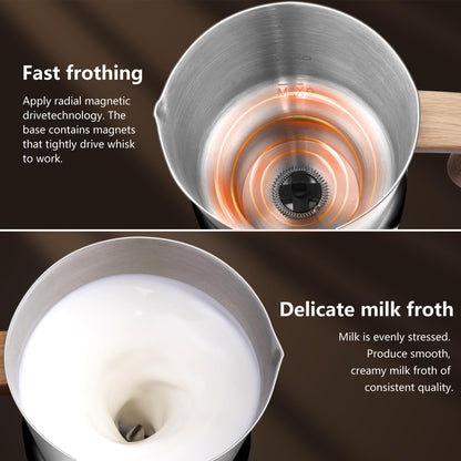 AMZCHEF 8-IN-1 Milk Frother and Steamer 550 Watts, 21 oz Split Stainless Steel Automatic Steamer, Milk's Warmer for Latte, Cappuccino, Hot and Cold Froth, Heated Milk, Hot Chocolate, Baby Food
