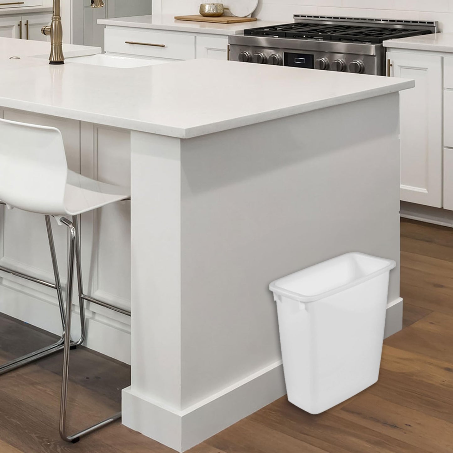 Rubbermaid 3 Pack Traditional Open Top Waste Basket Indoor Trash Bin Container for Bathrooms, Kitchens, and Home Office, 21 Quart, White