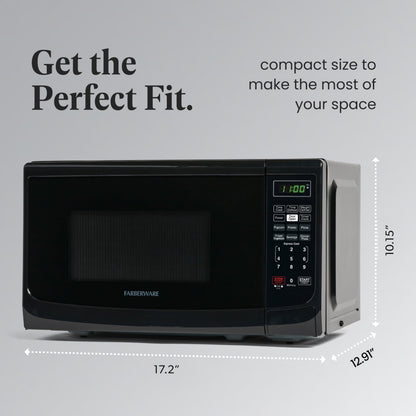 Farberware 0.7 Cu. Ft. Countertop Microwave Oven – 700 Watts Power, Auto Cook Settings, Defrost, Easy Clean and Child Safety Lock - Black