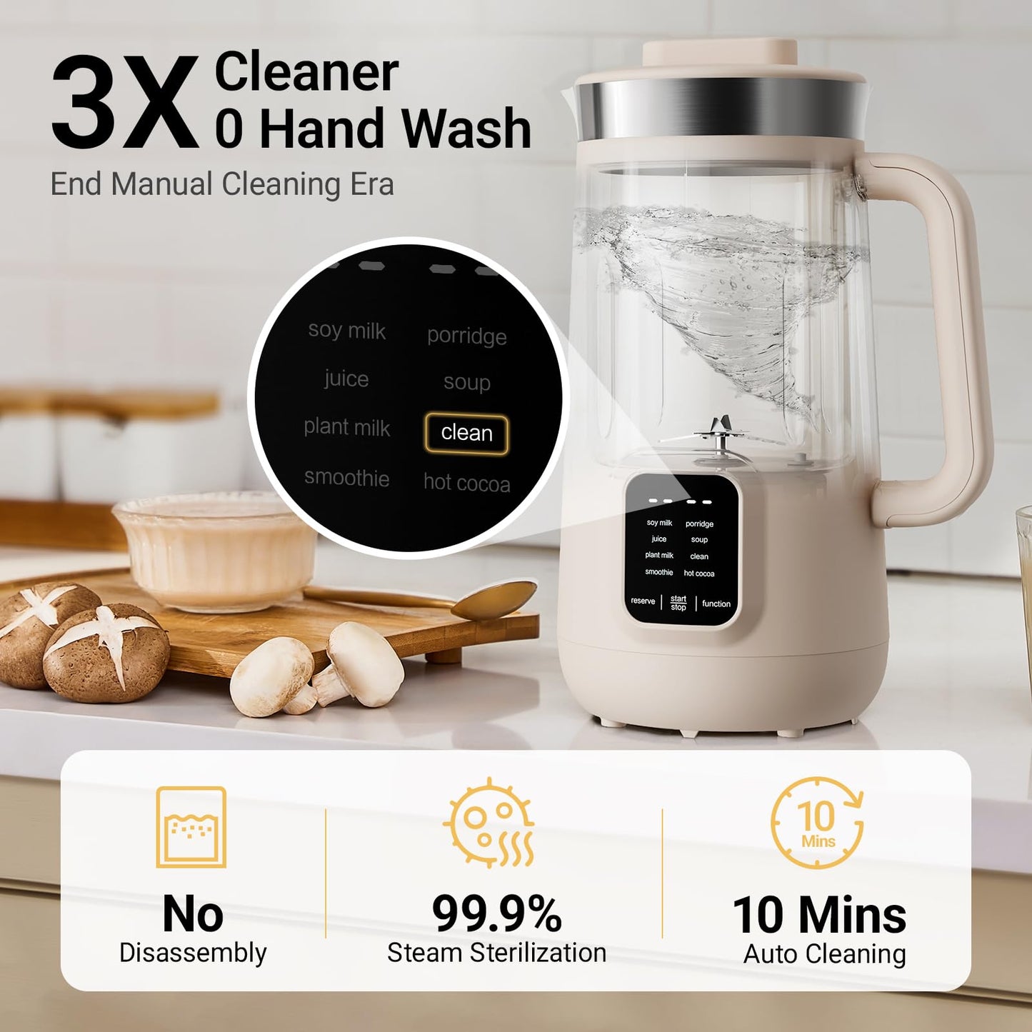 Bear 8 in 1 Nut Milk Maker Machine, 40oz/1.2L Soy Milk Maker with Self Clean/12H Delay/6H Keep Warm, One Touch Almond Milk Maker for Homemade Oat, Soup, Juice, Plant Based and Non Dairy Beverages