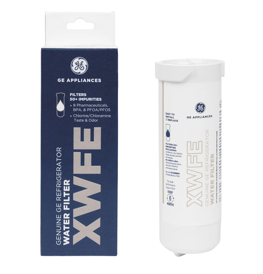 GE XWFE Refrigerator Water Filter, Certified to Reduce Lead, Sulfur & 50+ Impurities, 6-Month Life, 1-Pack, White