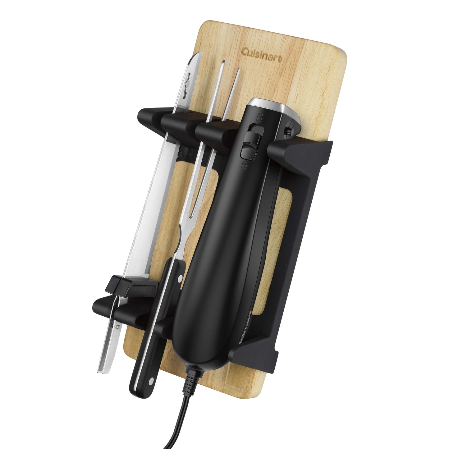 Cuisinart Electric Knife Set with Cutting Board, Electric Knife for Meat Slicing and Bread Slicing, Includes Bamboo Cutting Board for Kitchen and Serving Fork, CEK-41, Stainless Steel/Black