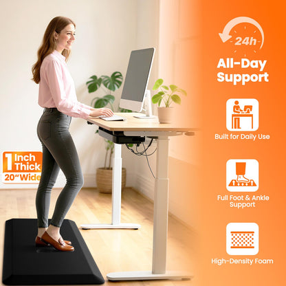 TranquilMoments Kitchen Mats for Floor, 1 Inch Extra-Thick Kitchen Rugs, Non-Slip & Waterproof Standing Desk Mat, Comfort Anti Fatigue Mats for Kitchen Floor, Home, Sink, Office (20" X 39", Black)