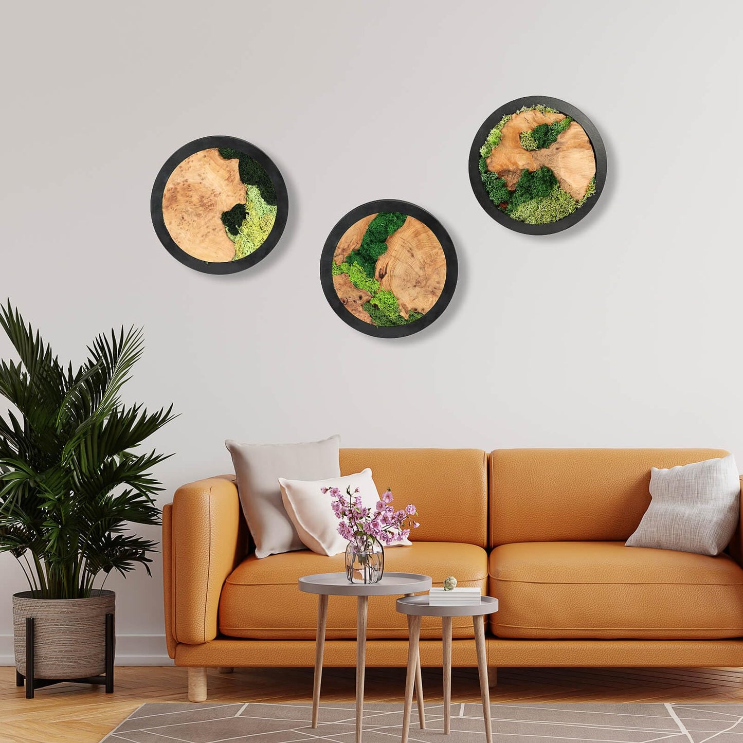 Natural Preserved Moss Wall Art - Natural moss&wood Handcrafted Rustic Charm for Your Home- Unique Wall Hanging for Living Room, Bedroom, Office, or Kitchen - No Maintenance