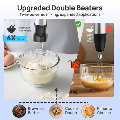 Consciot 7-in-1 Immersion Blender Handheld Max 1100W, Stick Emulsifier with Entire Stainless Steel Blender Shaft, Trigger Speed Control, 800ml Beaker, 600ml Chopper, Beaters, Frothers, Hooks & Masher
