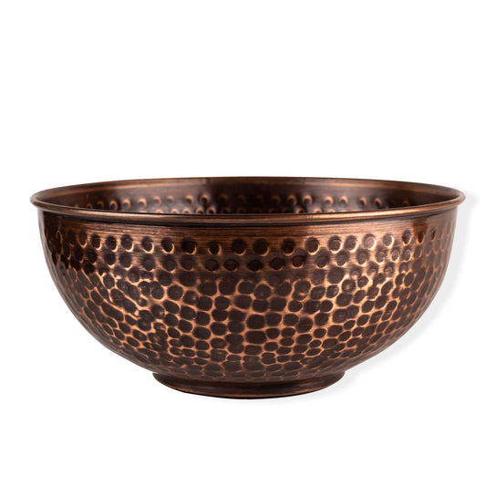 GoCraft Antique Copper Mixing Bowl 7.5" – Handcrafted Hammered Copper Bowl for Whisking Eggs, Tossing Salad, Serving, or Kitchen Décor – Vintage Style Serveware