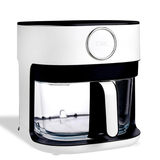 COOK WITH COLOR 1400W 5.5Qt Digital Kitchen Air Fryer with Glass Basket, 8 Presets Healthy Cooking Options, Bake, Fry, Reheat, 60-Min Timer, Adjustable Temperature Control 175°F–400°F, Linen White