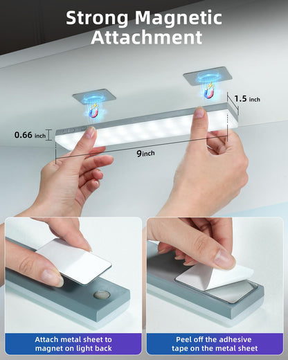 EZVALO 80 RGB Color Changing Under Cabinet Lighting Wireless, 1800mAh Rechargeable Shelf Lights, Magnetic, Timer & Dimmable Bar Light with Remote for Kitchen, Display Case, Cabinet, 6Pack