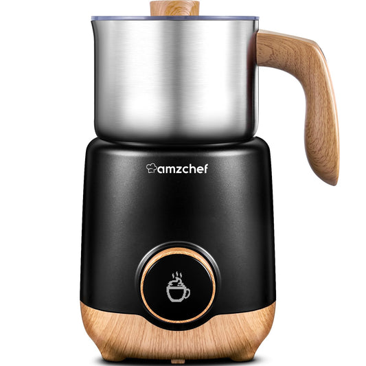 AMZCHEF 8-IN-1 Milk Frother and Steamer 550 Watts, 21 oz Split Stainless Steel Automatic Steamer, Milk's Warmer for Latte, Cappuccino, Hot and Cold Froth, Heated Milk, Hot Chocolate, Baby Food