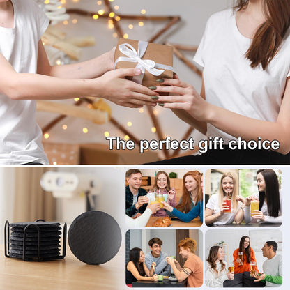72 PCS Slate Coasters Set, 4 Inch Black Round Stone Drink Coasters Bulk, Laser Engraving Blanks with Anti-Scratch Bottom for Coffee Bar Home Kitchen Decor, Ideal Housewarming Wedding Gifts