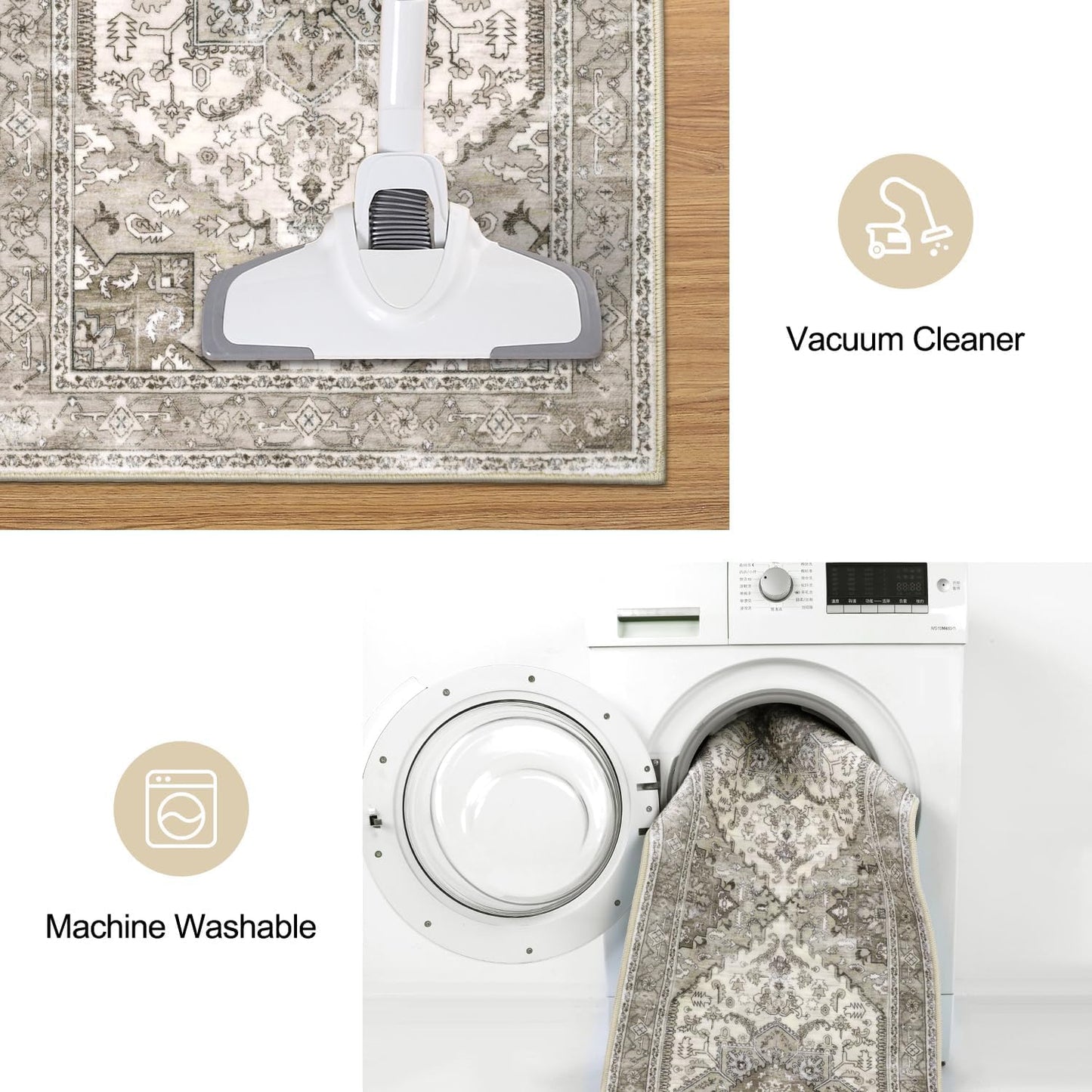 Yamaziot Boho Washable Kitchen Rugs Sets of 3, Non Slip Kitchen Mats for Floor with Rubber Backing, Waterproof & Stain Resistant Carpet Runner Throw Rug for Kitchen, Laundry Room, Hallway