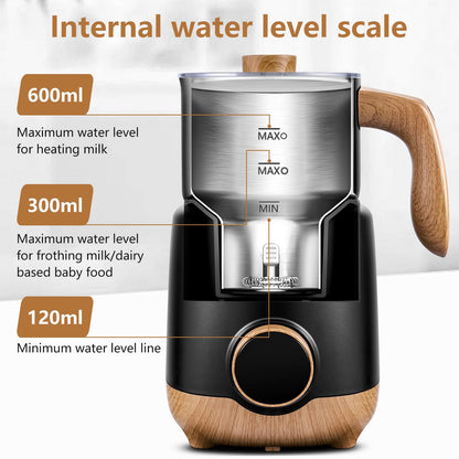AMZCHEF 8-IN-1 Milk Frother and Steamer 550 Watts, 21 oz Split Stainless Steel Automatic Steamer, Milk's Warmer for Latte, Cappuccino, Hot and Cold Froth, Heated Milk, Hot Chocolate, Baby Food