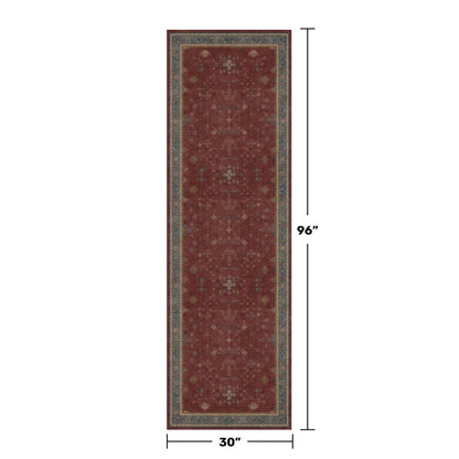 Dark Red 2'6''x8' Wide Hallway Runner Rug - Washable Kitchen Sink Rug, Non Slip 8ft Long Runner Rug for Entryway, Burgundy Turkish Floral Print Home Décor