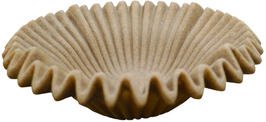 ARTRHYT Large Decorative Bowl decor, Scalloped Pedestal Bowls for Modern Home Decor,Ruffle Decor,Stylish Key Bowl for Entry Table,Decorative Fruit Bowl for Kitchen Counter,Artificial Stone Beige
