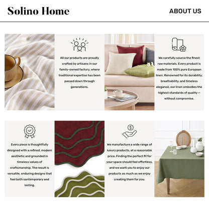 Solino Home Linen Table Runner 72 Inches Long - 100% Pure Linen Red and Natural French Stripe Table Runner 14 x 72 Inch for Dining, Dresser, Mothers Day