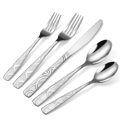 40PCS Silverware Set Service for 8, Premium 18/0 Stainless Steel Cutlery Set, Mirror Polished Flatware, Modern Kitchen Eating Utensils for Home, Restaurant, Wedding, Party