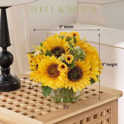 WELL KNOWN Sunflower Decor Arrangement as Table Centerpieces, Artificial Flowers in Vase for Home Decor Yellow Sunflower Centerpieces for Dinning Tea Coffee Table and Kitchen Decor & Gift