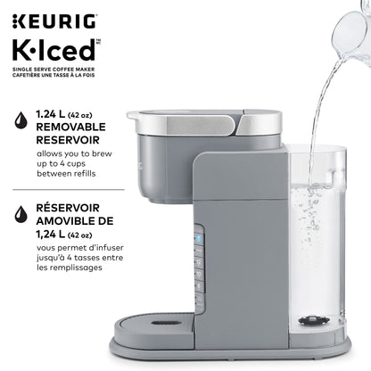 Keurig K-Iced Single Serve K-Cup Pod Coffee Maker, Featuring Simple Push Blue Button Brew Over Ice, Grey