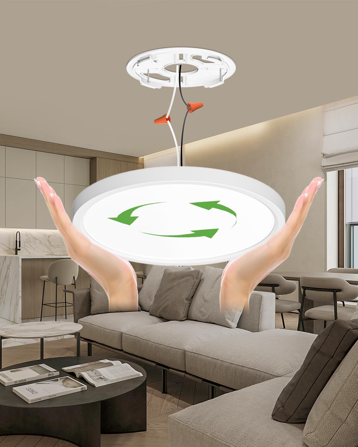 zemty 4Pack 12 Inch LED Ceiling Light Flush Mount, 24W 2640lm Super Slim Flush Mount Ceiling Lamp Fixtures, 3000K/3500K/4000K/5000K/6500K Selectable for Bedroom Bathroom Kitchen Living Room (White)