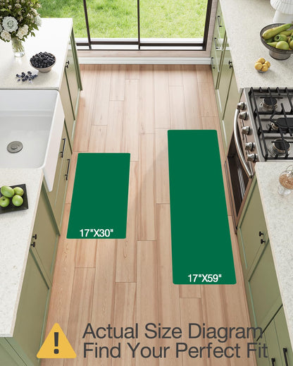LUMI Anti Fatigue Kitchen Floor Mats Set of 2,Cushioned Comfort Standing PVC Rug Waterproof 2PCS, Non-Slip Ergonomic Foam Runner for Sink, Laundry, Office & Home,17x29+17x59,Tawny Echo