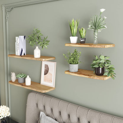 WELLAND 24 Inch Cedar Natural Edge Floating Shelf Set of 2 Rustic Solid Cedar Wood Floating Shelves Wall Mounted for Living Room, Bedroom, Kitchen, Bathroom, Home Office, Entryway