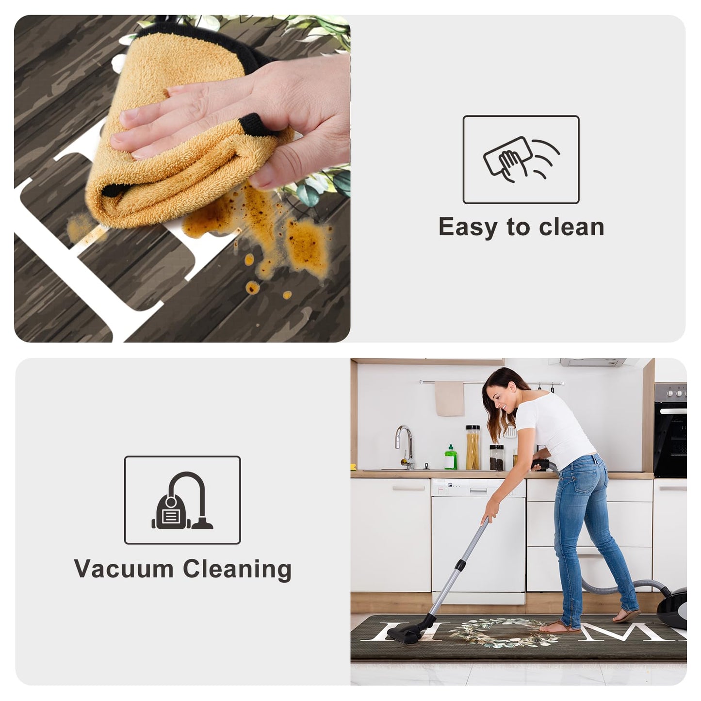 KIMODE Anti Fatigue Kitchen Mat 2PCS,Non-Skid Waterproof Kitchen Rugs,Farmhouse Kitchen Mat for Floor,Cushioned Comfort Foam Standing Mat for Home,Laundry,Office,Sink,Desk