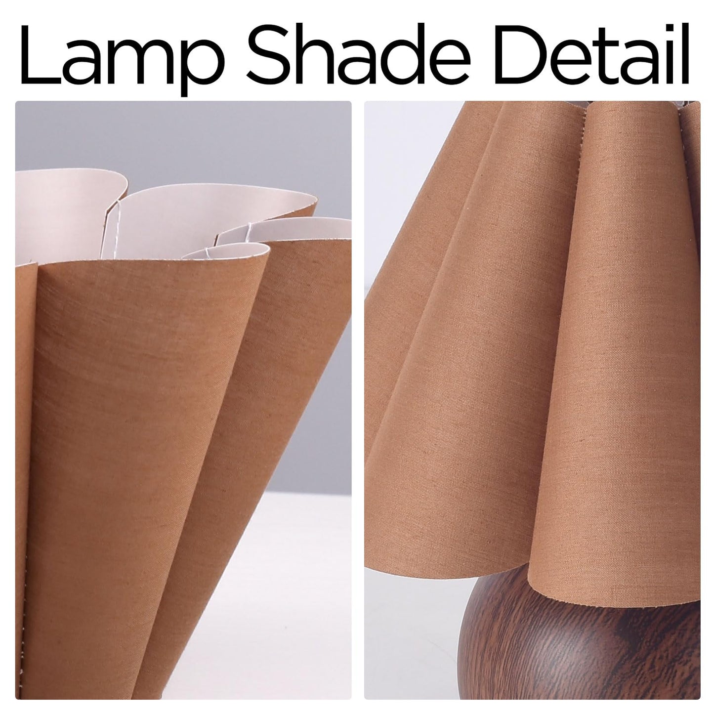 KUNJOULAM Cute Small Table Lamp, Modern Bedside Nightstand Lamp with Coffee Fabric Lampshade, Metal Base for Bedroom Home Office Decor (Without Buld)