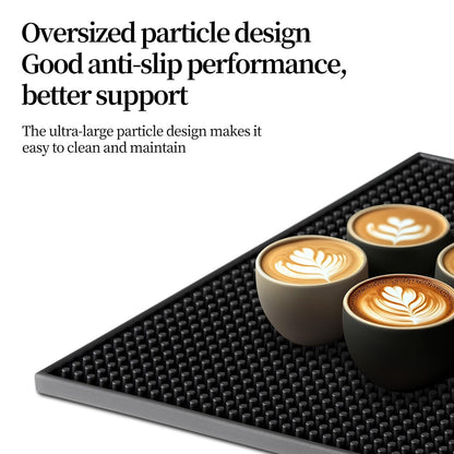 Bar Mats 18"x12" 6 Pack Black, Countertop Coffee Mat for Home Bar, Service Spill Mat for Cocktail Bartender Kitchen, PVC Counter Top Cup Glasses Dish Drying Mat, Hairdressing Tool Protective pad