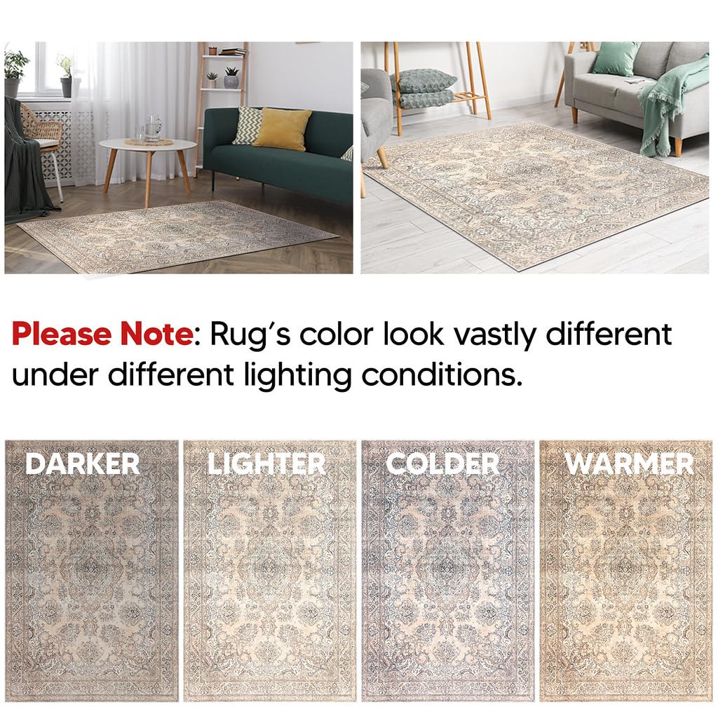 Keen Home Design 2x10 Rug - Machine Washable Runner Rug with Non-Slip Backing, Ideal for Hallway, Entryway, Kitchen, Laundry Room - Vintage, Easy Clean, Durable, Low Pile - (2'6" x 10')