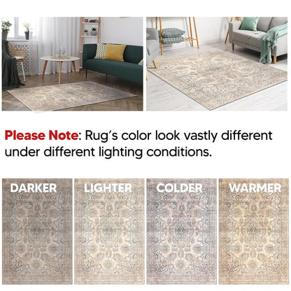 Keen Home Design 2x10 Rug - Machine Washable Runner Rug with Non-Slip Backing, Ideal for Hallway, Entryway, Kitchen, Laundry Room - Vintage, Easy Clean, Durable, Low Pile - (2'6" x 10')