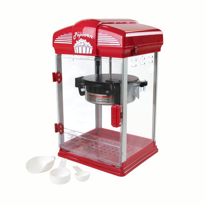 West Bend Stir Crazy Movie Theater Popcorn Popper, Gourmet Popcorn Maker Machine with Nonstick Popcorn Kettle, Measuring Tool and Popcorn Scoop for Popcorn Machine, 4-Qt., Red