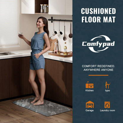 COMFYPAD 5/6 Inch Thick Water Absorbing Comfort Mat, Anti-Fatigue Floor Mat, Standing Desk Mat, for Kitchen Home Ofiice & Bathroom - Durable Foam, Cushioned Non-Slip (19" x 32", Black Marble Pattern)