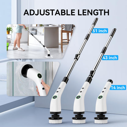 Swyprrix Electric Bathroom Cleaning Brush, Cordless Spin Scrubber Full Body Waterproof IPX7 with Adjustable Handle, 8 Replaceable Brush Heads for Bathtub/Kitchen/Window/Home -SD-CTB01