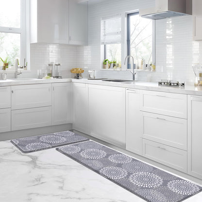 LuxStep Kitchen Mat Cushioned Rugs Anti-Fatigue Mats for Kitchen Floor,Waterproof Non-Slip Mats and Rugs Set for Office,Floor,Laundry 17.3"×30"+17.3"×70",Grey
