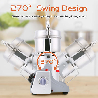BI-DTOOL Electric Grain Mill Grinder 800g Stainless Steel Pulverizer 36000r/min High-speed Grain Mill 1800W Dry Material Grinding Machine 270° swingable Superfine powder for Home and Commercial
