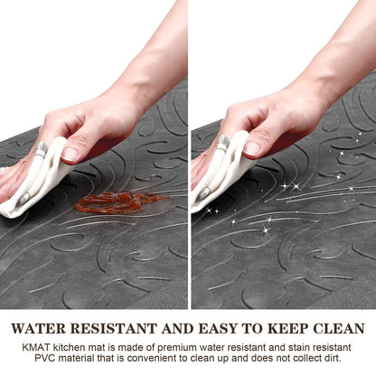 KMAT 2PCS Kitchen Mat Cushioned Anti-Fatigue Floor Mat,Waterproof Non-Slip Standing Mat,Ergonomic Comfort Floor Mat Rug for Home,Office,Sink,Laundry,Desk(17.3"x28"+17.3"x60",Grey)