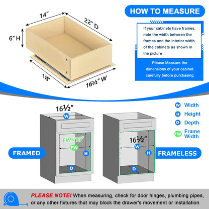 WelFurGeer Soft Close Pull Out Drawers for Cabinets, 14" W x 22" D Pull Out Cabinet Organizer, Space-Saving Cabinet Organizer with Easy Installation, Durable Pullout Drawers for Home Kitchen