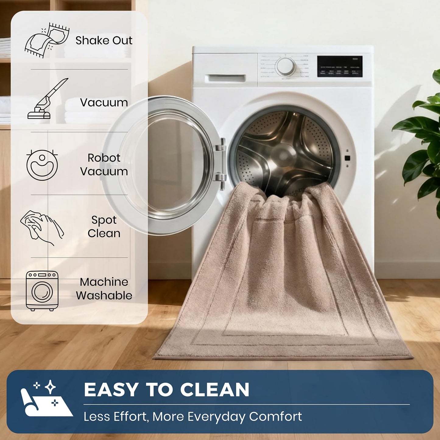 PURRUGS Machine Washable Kitchen Runner Rug 24" x 70", Non-Slip/Skid Hallway Runner Rug, Super Absorbent Soft Area Rug for Kitchen, Hallway & Laundry, Rolled Packaging, Beige