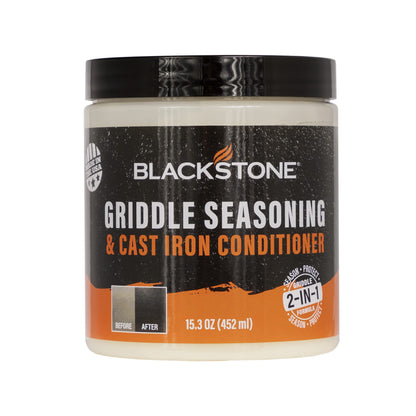 Blackstone 4146 Griddle Conditioner Kit, 2-in-1 Cast Iron Seasoning Oil, Clean, Protect & Condition, Plant-Based, 15.3oz