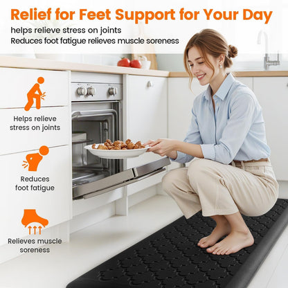 TranquilRelax 4/5 Inch Thick Anti-Fatigue Kitchen Mat Water Resistant Non-Slip Kitchen Floor Mat Ergonomic Comfort Standing Mat for Home Kitchen Office Laundry 17.3"x 60" Black