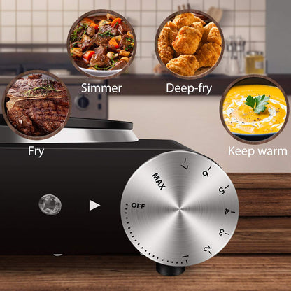 CUSIMAX Electric Hot Plate for Cooking Portable Single Burner 1500W Cast Iron hot plates Heat-up in Seconds Adjustable Temperature Control Stainless Steel Non-Slip Rubber Feet Upgraded Version B101