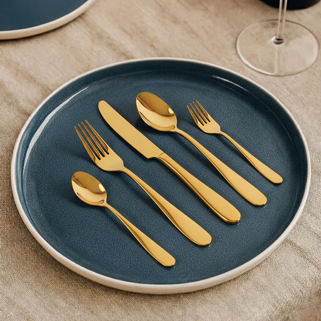 Famous Haus London Silverware Set, 30 Piece Forged Flatware Set Cutlery Set Premium Polished Stainless Steel, Service for 6, for Kitchen, Home, Wedding, Party, Dishwasher Safe