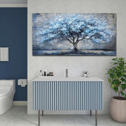 FUHAIHUA Canvas Wall Art for Living Room Wall Decor for Bedroom Office Modern Hotel Wall Decorations Blue Tree Landscape Paintings Abstract Pictures Artwork Room Aesthetic Home Decor 20x40 in