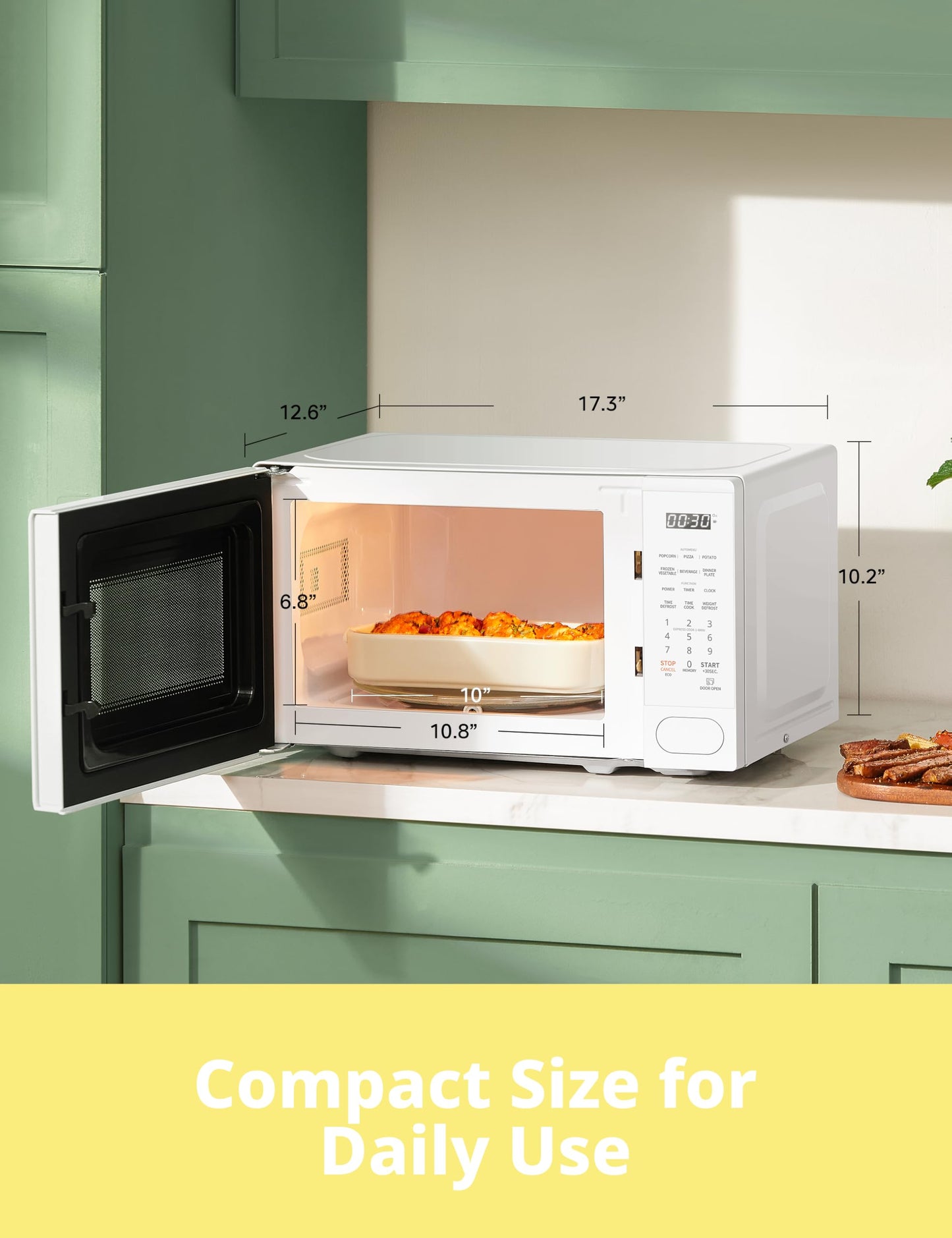 COMFEE CMO-C20M1WH Retro Microwave with 11 power levels, Fast Multi-stage Cooking, Turntable Reset Function Kitchen Timer, Speedy Cooking， Weight/Time Defrost, Memory function, Children Lock, 700W