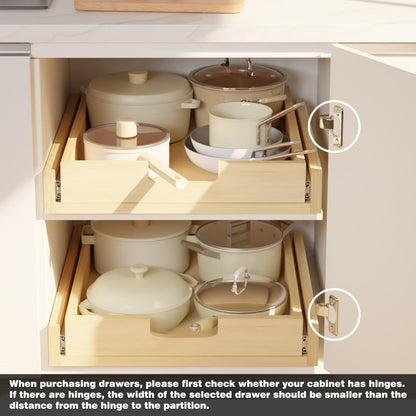 Gsskny Pull Out Cabinet Organizer, 17''W×21''D Sliding Drawers for Cabinets, Soft Close Slide Out Wooden Pull out Drawers, Base Cabinet Organization for Kitchen, Pantry, Bathroom