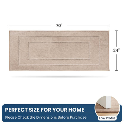 PURRUGS Machine Washable Kitchen Runner Rug 24" x 70", Non-Slip/Skid Hallway Runner Rug, Super Absorbent Soft Area Rug for Kitchen, Hallway & Laundry, Rolled Packaging, Beige