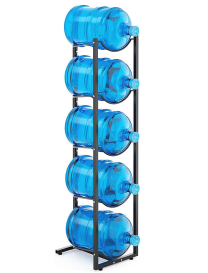 MYLOLF 5 Gallon Water Jug Holder : 4 Tier Water Jug Stand Holder for 5 Gallon Water Dispenser- 5 Gal Water Bottle Storage Rack Organizer for Home Kitchen Garage (5 Tier)