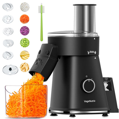 Electric Cheese Grater Salad Shooter, 6-In-1 Electric Slicer For Home Kitchen,One-Touch Easy Control,With Safety Push Bar Cheese Grater Electric For Zucchini,Cheese,Vegetable