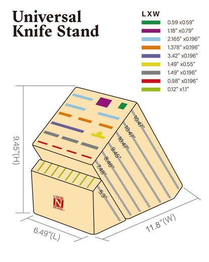 Cook N Home Bamboo Knife Storage Block without Knives, 25 Slots Universal Knife Holder Countertop Butcher Block Knife Stand for Easy Kitchen Storage
